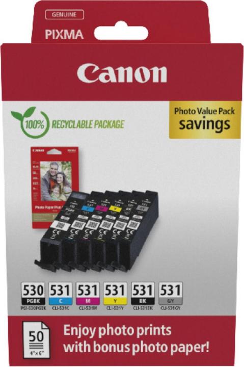 Canon PGI-530 / CLI-531 Photo Value Pack PGBK/C/M/Y/BK/GY (M, C, Y, FC, GY, PGBK)