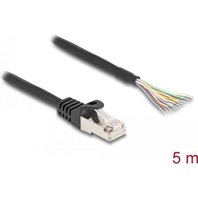 Thumbnail - Delock Kabel RJ50 Stecker zu offenen Kabelenden S/FTP 5 m schwarz (S/FTP, 5 m), Netzwerkkabel