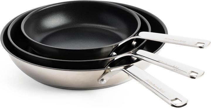 KitchenAid Patelnie stalowe z powłoką 20 + 24 + 28 cm (28 cm, Pan set + pot set, Stainless steel)