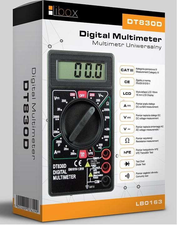 Immagine prodotto Libox Miernik uniwersalny DT830D LB0163 (CAT III 300V)