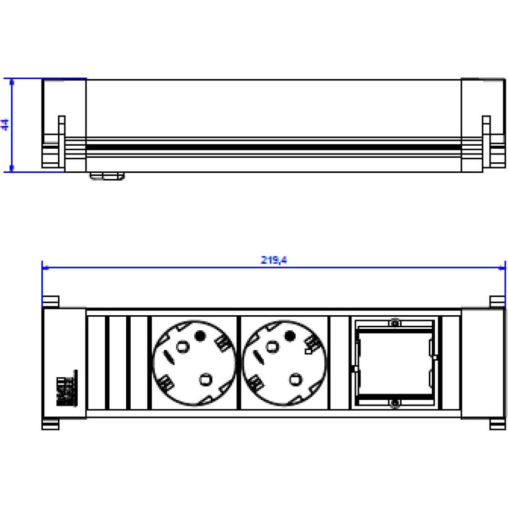 Thumbnail - Bachmann, Steckdosenleiste, Bach Power Frame 2xSchuko 1xABD schwarz (2 x, CEE 7/3, 0.10 m)