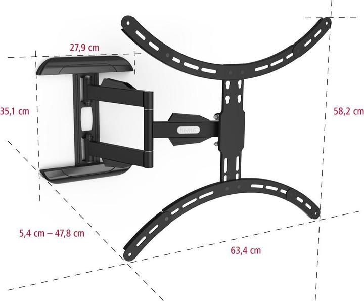 Produktbild Hama TV-Wandhalterung, schwenkbar, neigbar, ausziehbar, 191 cm (75") bis 45 kg (75", 45 kg)