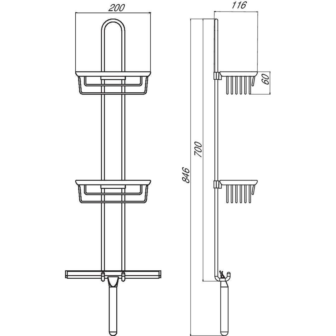 Thumbnail - Emco, Duschablage, Wandetagere SYSTEM 2 2 tiefe Körbe, Duschwischer chrom