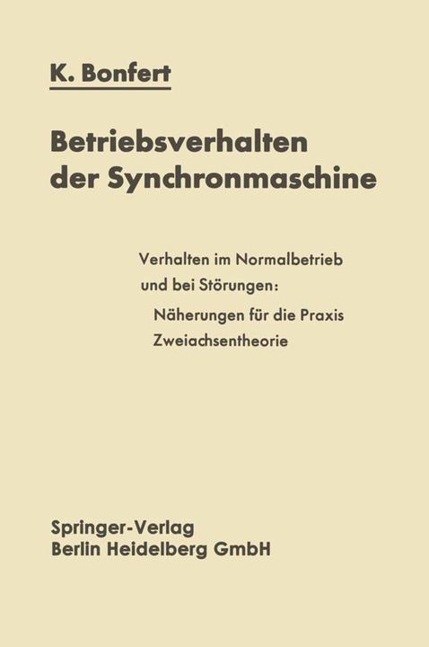 Produktbild Betriebsverhalten der Synchronmaschine (Deutsch, Kurt Bonfert, 2014)