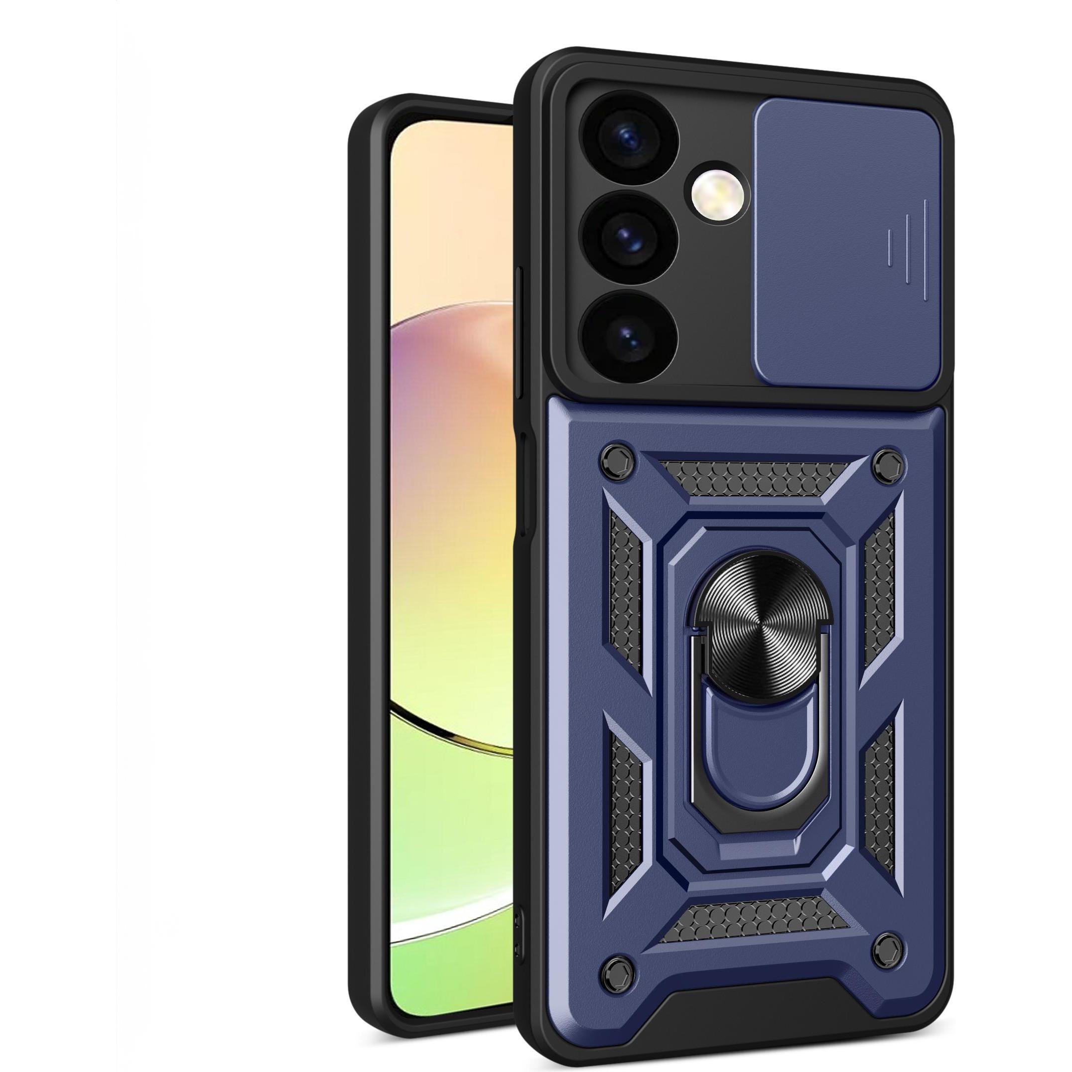Hurtel Hybrid Armor Camshield Panzerhüllemit Kameraabdeckung – blau (Samsung Galaxy S24), Smartphone Hülle, Blau