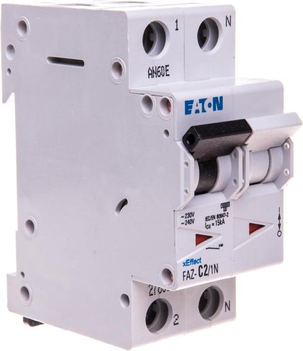 Produktbild Eaton MCB, 2A, C-type, 1Pole+N, 15kA