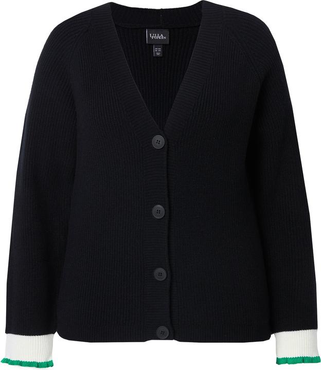 Produktbild Ulla Popken Strickjacke, Schmuck-Bündchen, V-Ausschnitt (62)