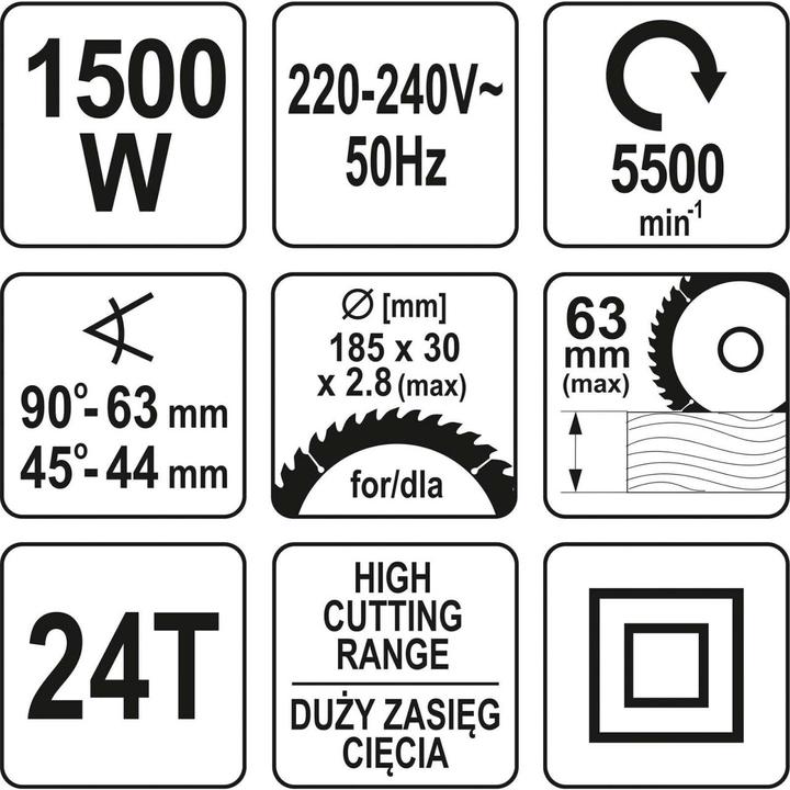 Actual product image Yato circular saw 185mm 1500W