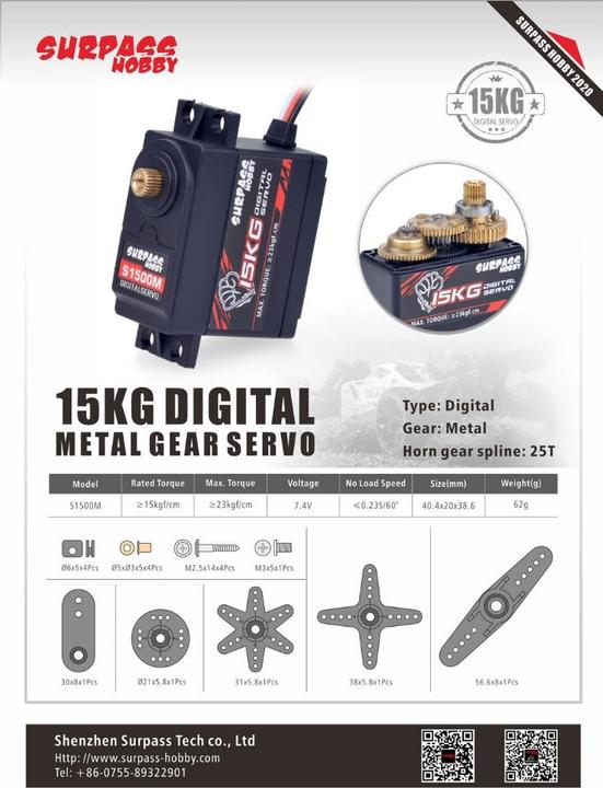 Actual product image Surpass Hobby Servo 15KG S1500M