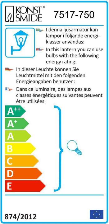 Label énergétique Konstsmide Modène (GU10, IP44)