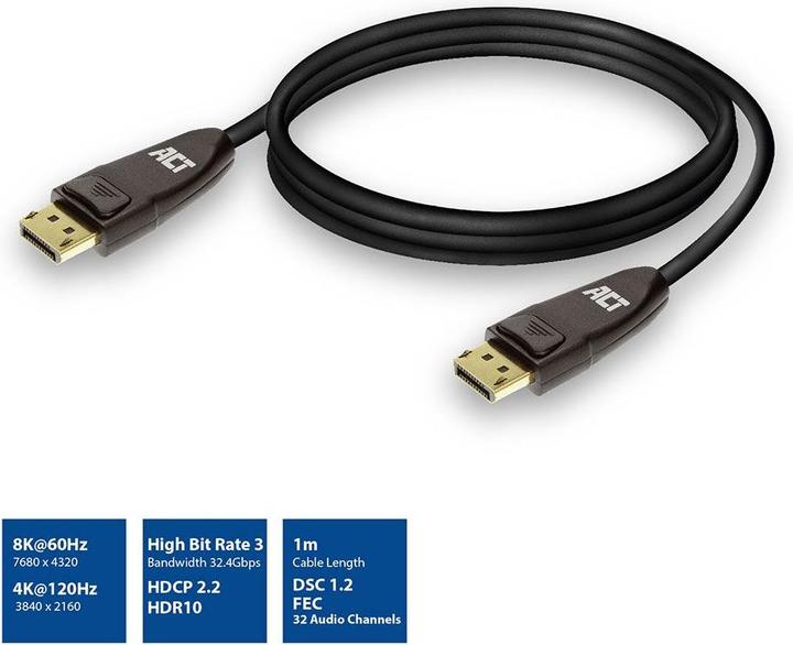 Produktbild DisplayPort 1.4 cable 8K, 1m DISPLAYPORT 1.4 8K M/M 1M BOX (1 m, DisplayPort, 1.4)