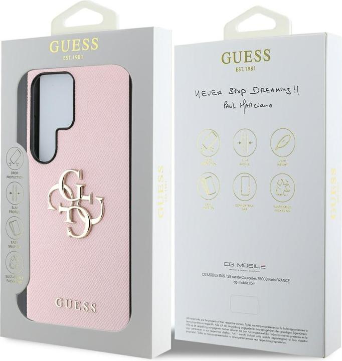 Produktbild Guess Etui Grained Big 4G Logo Small Classic Logo do Samsung Galaxy S25 Ultra rÃ³Å¼owy (Samsung Galaxy S25 Ultra)