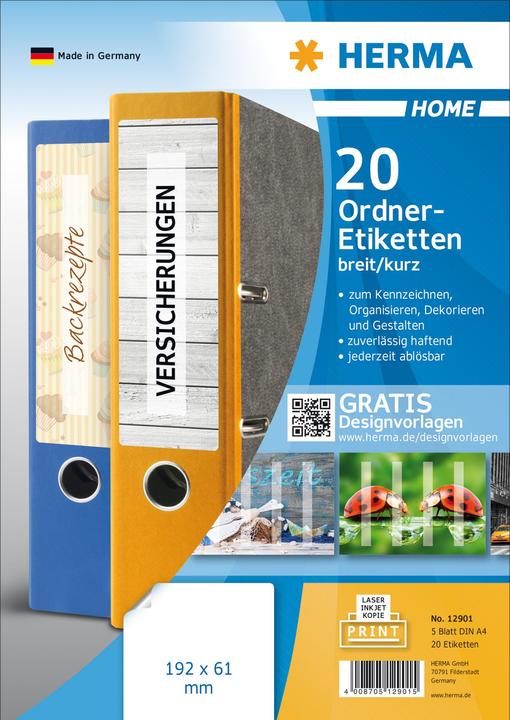 Actual product image HERMA Removable A4 file labels