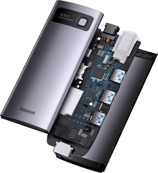 Produktbild Baseus Hub 8w1 StarJoy Metal Glam Series, USB-C do HDMI + 3 x USB 3.0 + USB-C PD + RJ45 + SD/TF (USB-C, 8 Ports)