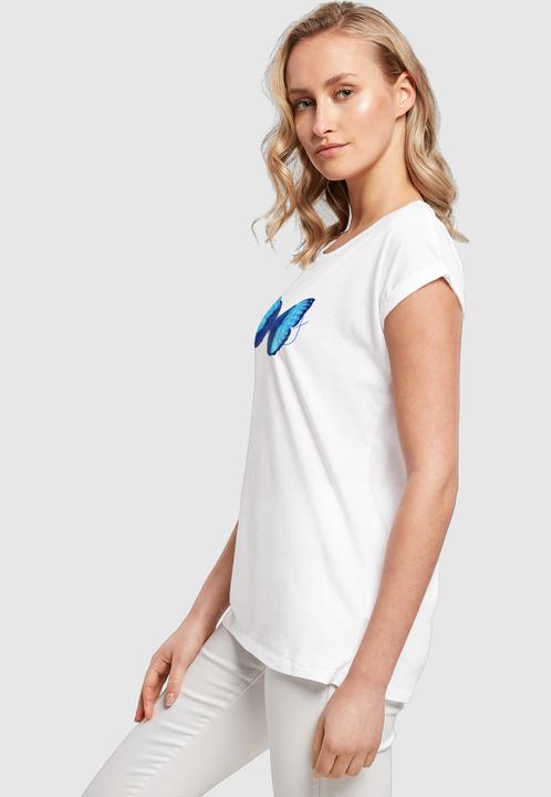Produktbild Merchcode Ladies Butterfly Blue Extended Shoulder Tee - 111649 (S)