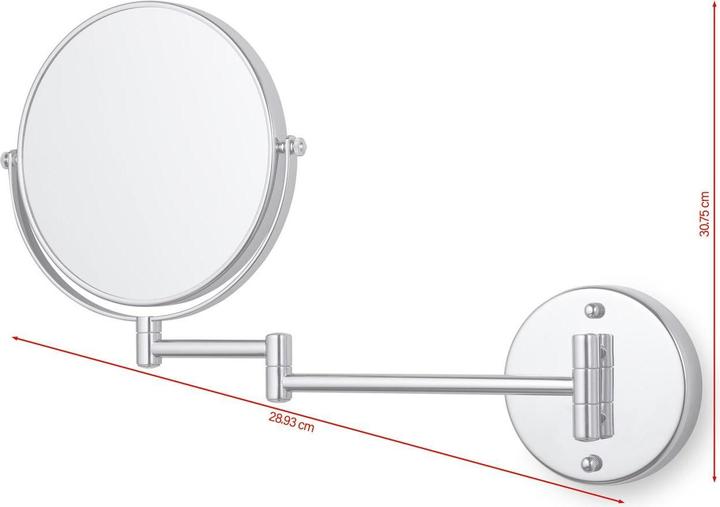 Produktbild tesa VISIOON Kosmetikspiegel schwenkbar mit 5-fach-Vergrösserung -Spiegel zur Wandmontage ohne Bohren (48 x 26 x 31 cm)