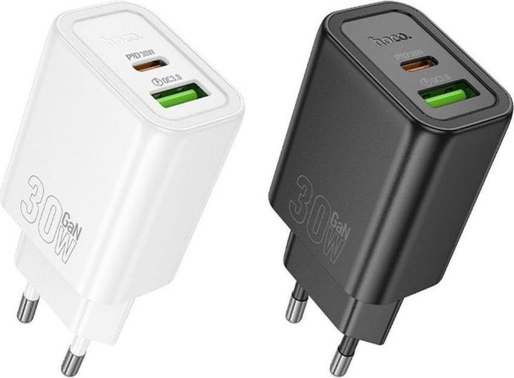 Produktbild Hoco Adapter wall charger USB A + Type C PD QC3.0 3A 30W N63 black (30 W, 2 Ports)