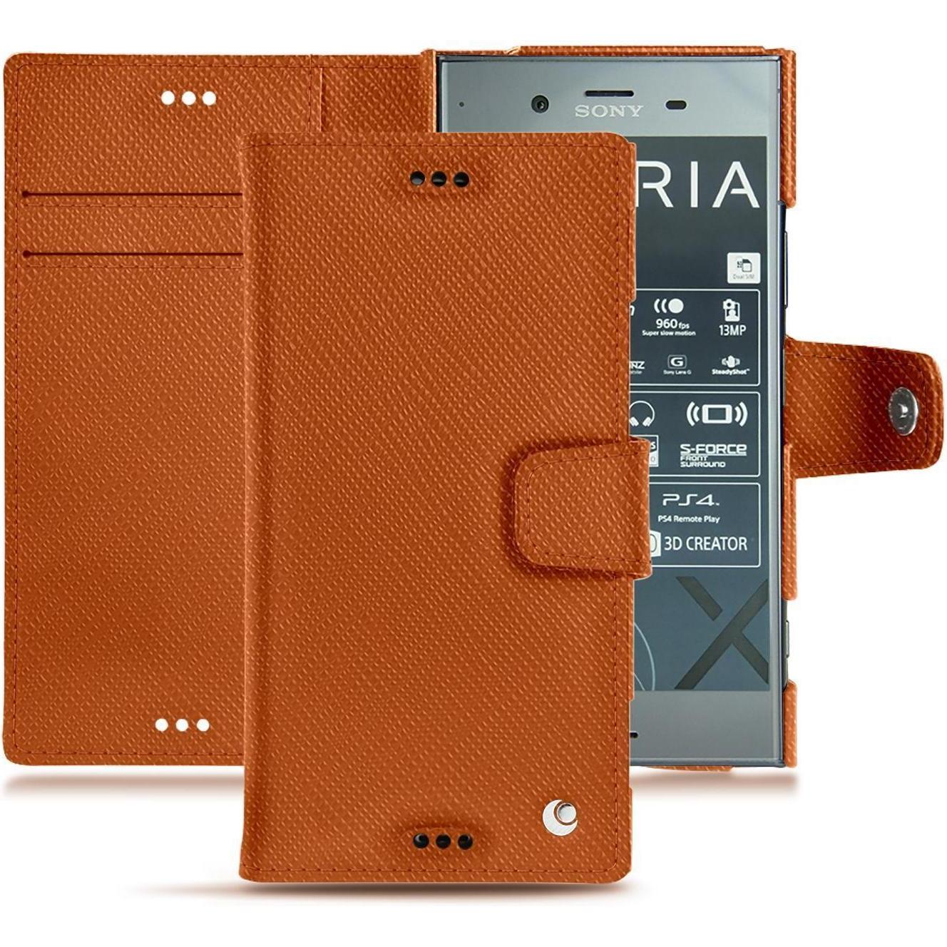 Noreve Lederschutzhülle (Sony Xperia XZ1), Smartphone Hülle, Orange