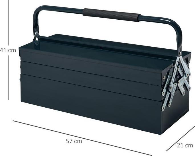 Produktbild Swisshandel24 Werkzeugkasten Werkzeugkoffer Werkzeugkiste 5 Fächer aufklappbar Stahl (SPCC) Dunkelgrün 57 x 21 x 4 (1 Teil)