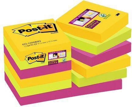 Immagine prodotto 3M Appunti adesivi Post-it Super Sticky, 47,6x47,6 mm, 90 fogli, Rio, Pk??? 12 pezzi.