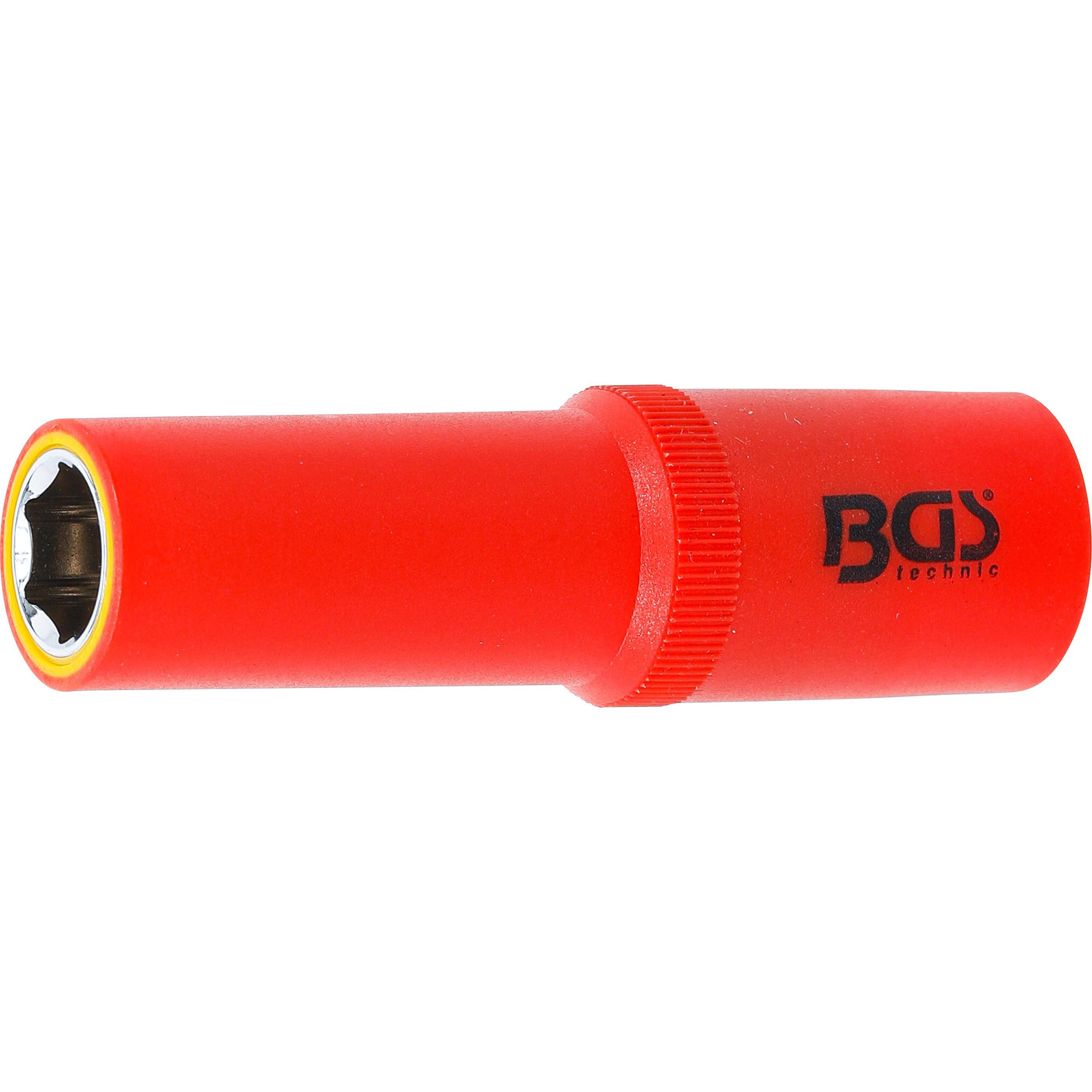 BGS, Steckschlüssel + Stecknuss, VDE-Steckschlüssel-Einsatz Sechskant Antrieb Innenvierkant 12,5 mm (1/2") SW 13 mm (13 ...