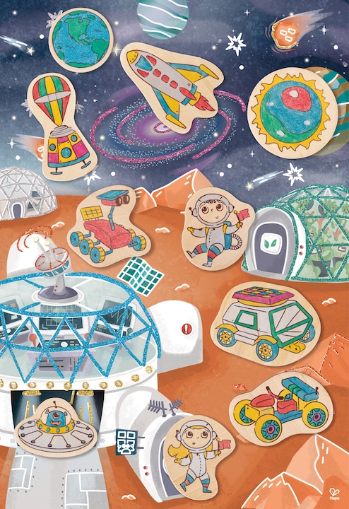 Image du produit Hape Kit de dessin et de jeu "La vie sur Mars