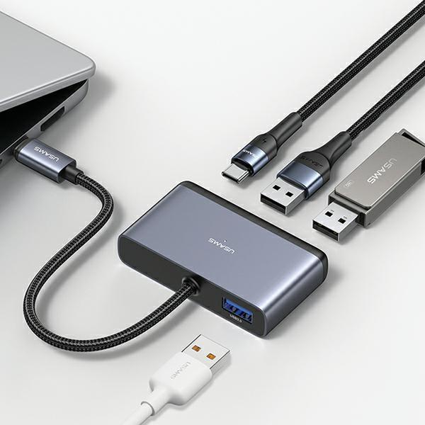 Produktbild Usams US-SJ627 4in1 Multifunctional Type-C HUB Type-C*1+USB3.0*1+USB 2.0*2 (USB-C, 4 Ports)