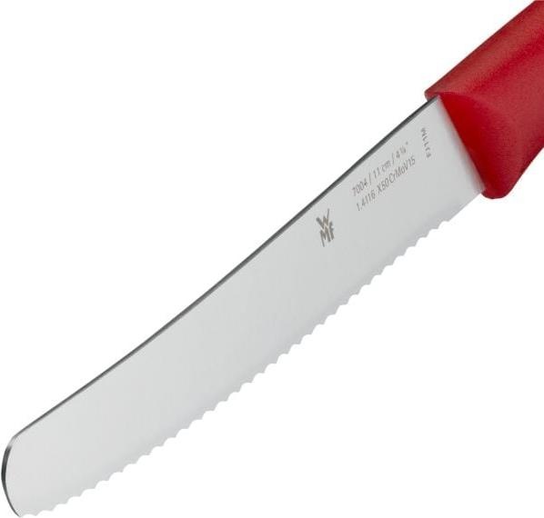 Produktbild WMF Brotzeitmesser Brötchenmesser Frühstücksmesser 23cm Wellenschliff rot (11 cm)