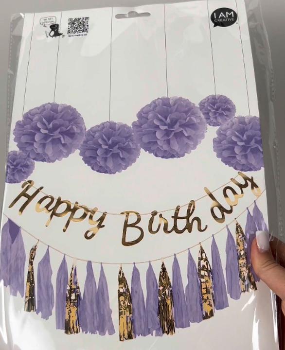 Immagine prodotto I Am Creative Ghirlanda di buon compleanno, set di decorazioni per feste, pon pon (8 Pezzo/i)