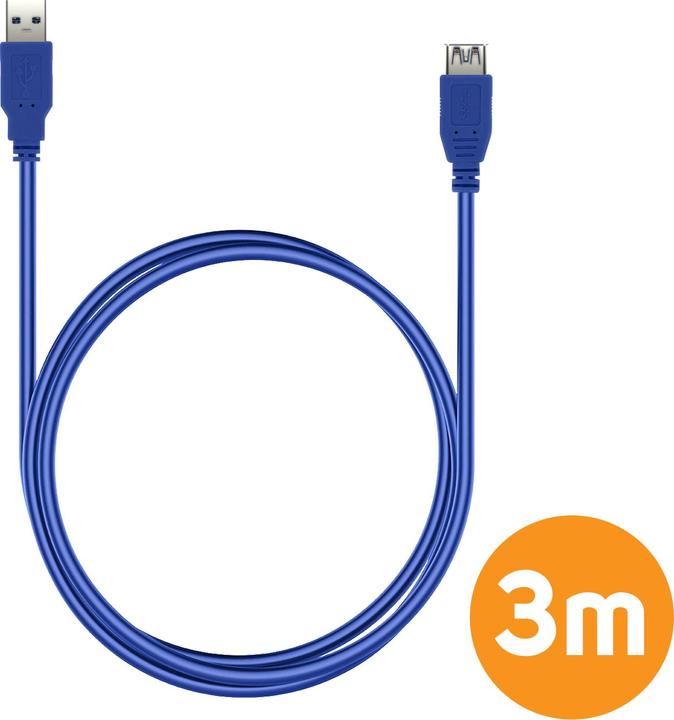Immagine prodotto LinQ Cavo di prolunga USB 3.0 maschio/ USB 3.0 femmina, 3 m, di - Blu (0.30 m, USB 3.0)