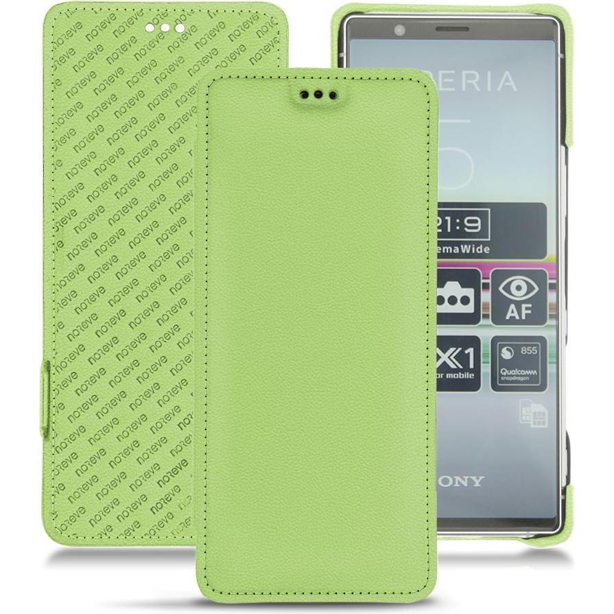 Noreve Lederschutzhülle horizontal (Sony Xperia 5), Smartphone Hülle, Grün