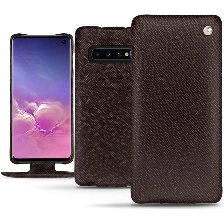 Thumbnail - Noreve Lederschutzhülle vertikal (Samsung Galaxy S10), Smartphone Hülle, Braun