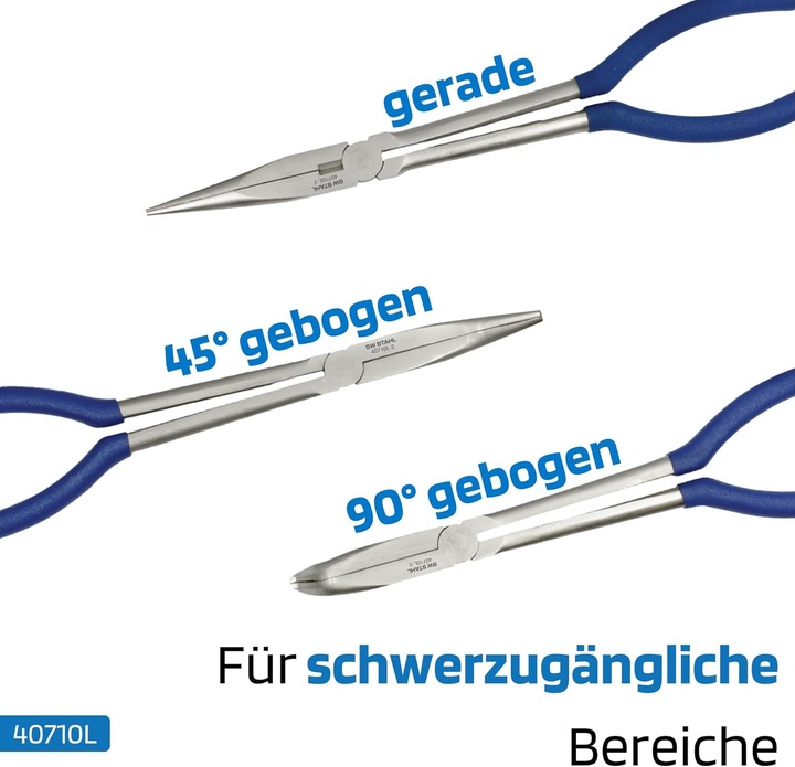 Produktbild SW-Stahl 40710L Spitzbackenzangensatz 3-teilig I Spitzzange Set I extra lange Spitzzange 310 mm I Za (310 mm)