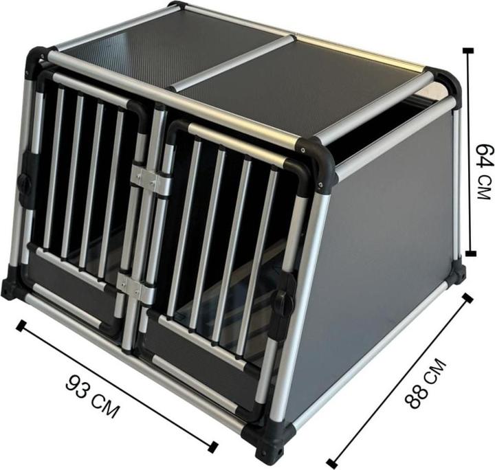 Nordic Paws - Transport cage Alu Double - 2x45cm/2x44cm/88cm/45cm/64cm (Cane, Traspirante)