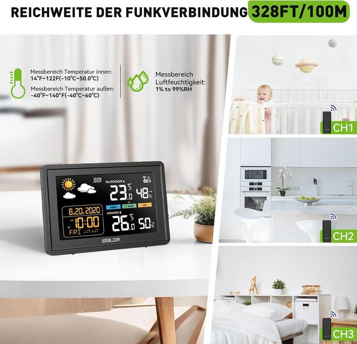 Actual product image Baldr Wetterstation mit Funkuhr und Aussensensor