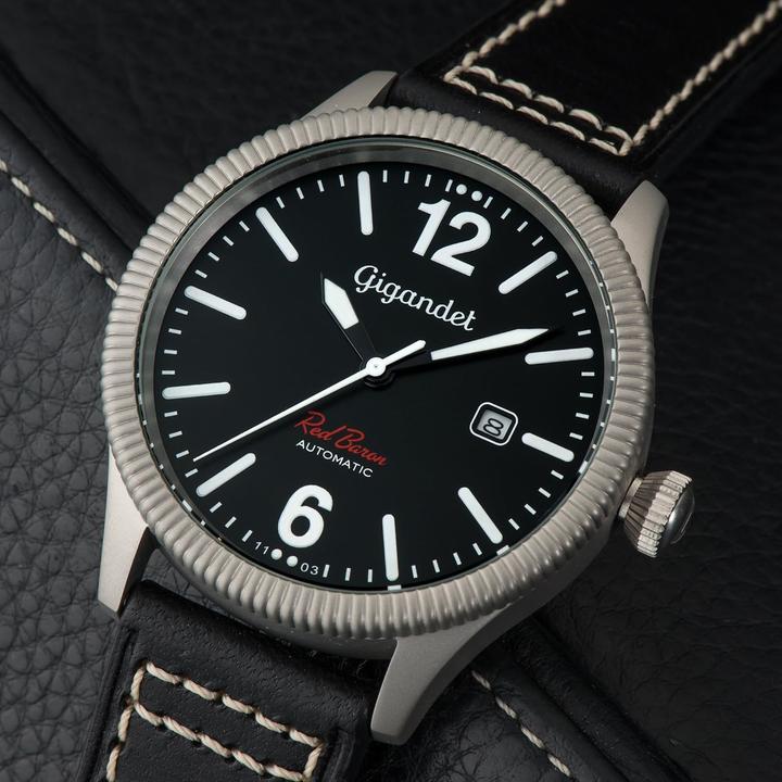 Actual product image Gigandet Automatic Pilot Watch with Leather Strap and 100m Water Resistance (Pilot watch)