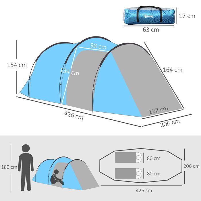 Image du produit Swisshandel24 Tente tunnel pour 2-3 personnes 190T Tente de camping avec piquets, fibre de verre & polyester (Tente tunnel, 3 personnes)