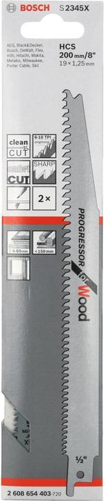 Actual product image Bosch Professional Zubehör Reciprocating saw blade S 2345 X, Progressor for Wood, 2-pack