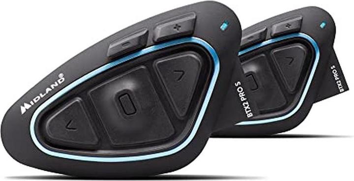 Midland BTX2 Pro S motorbike intercom 1200 m Black, Blue (Set of 2)
