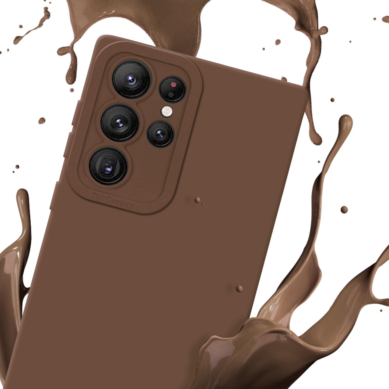 Thumbnail - Cadorabo Hülle für Samsung Galaxy S22 ULTRA im TPU Fluid LM162 Style (Samsung Galaxy S22 Ultra), Smartphone Hülle, Braun