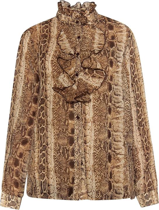 Produktbild Fraully Damenbluse mit Rüschen, Schlangenprint und hohem Kragen (S)