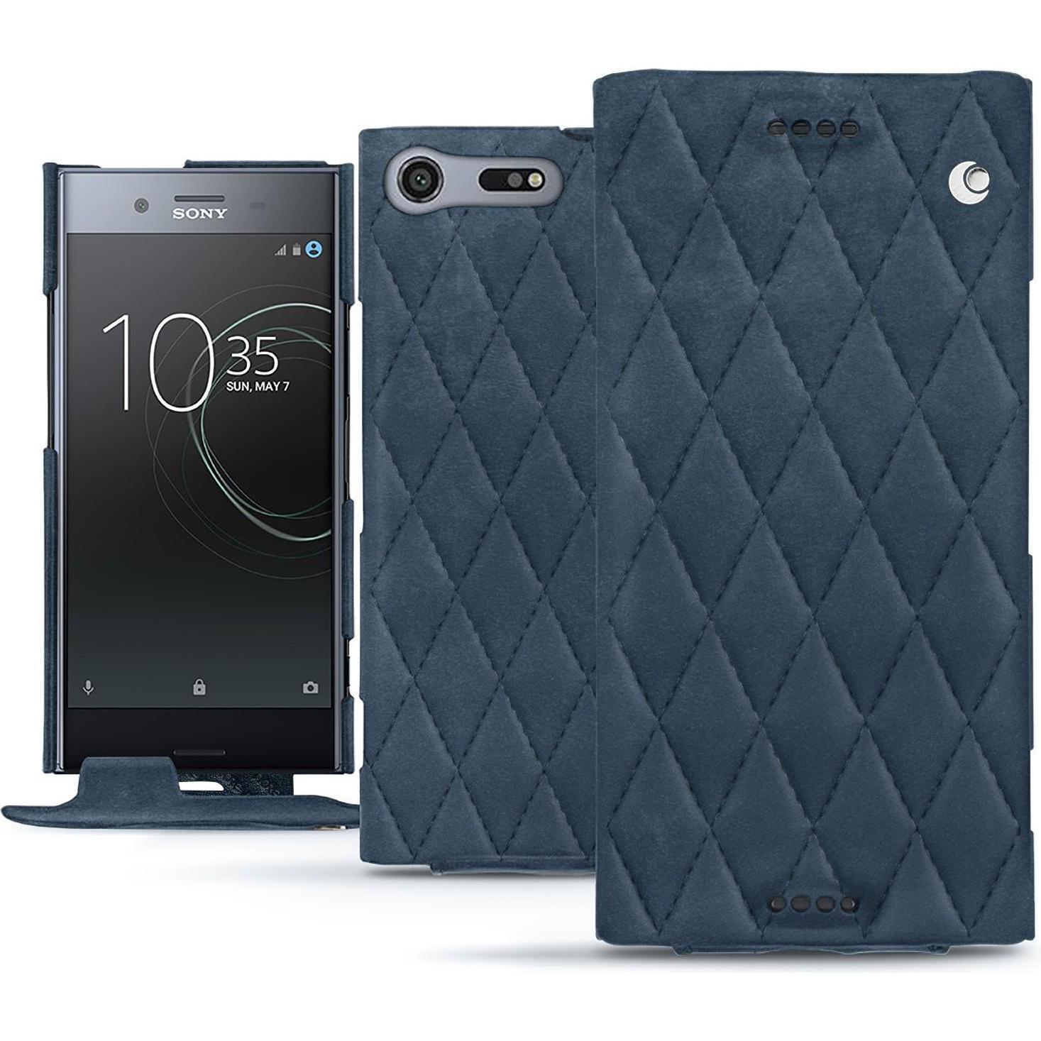 Thumbnail - Noreve Lederschutzhülle vertikal (Sony Xperia XZ Premium), Smartphone Hülle, Blau