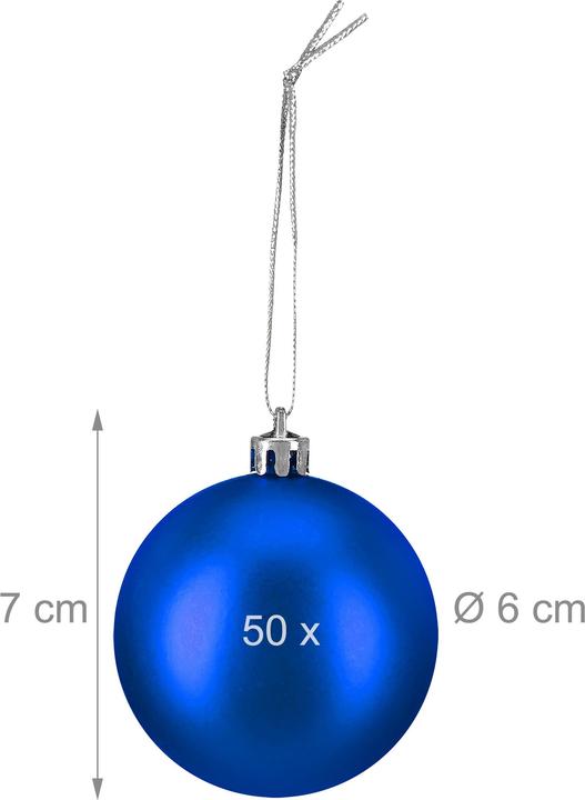 Actual product image Relaxdays - Weihnachtskugeln 50er Set, Blau/ Silber (50 -part)