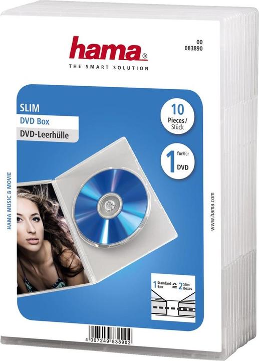 Actual product image Hama 1x10 DVD Empty Sleeve Slim Transparent 50% Blank