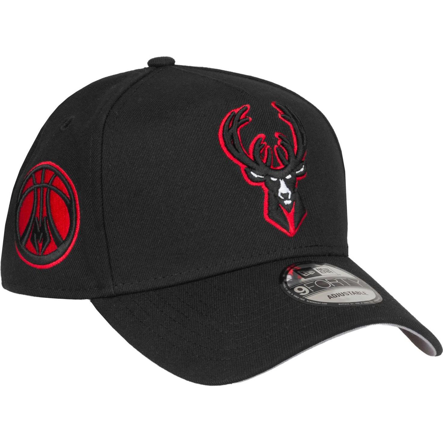 New Era, Herren, Cap, 9Forty A-Frame Snapback Cap - Milwaukee Bucks, Schwarz, (One Size)