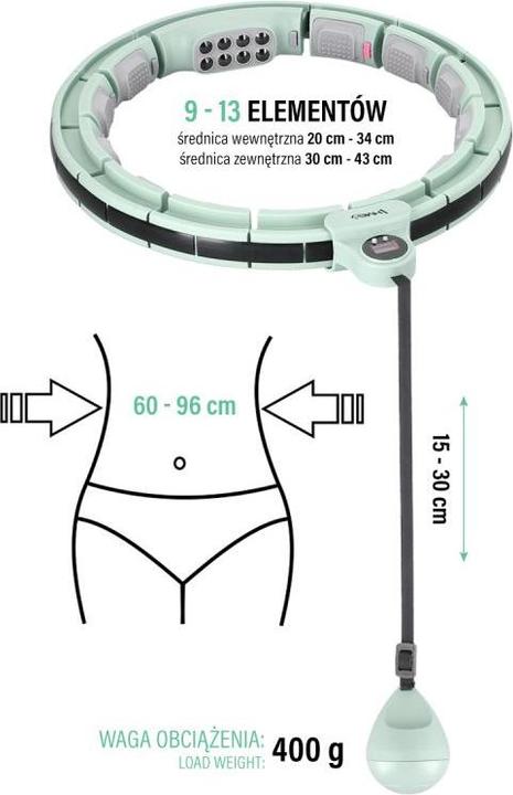 Produktbild HMS Hhm13 Hula Hoop Grün Mit Magneten Und Gewicht + Zähler (40 cm, 360 g)