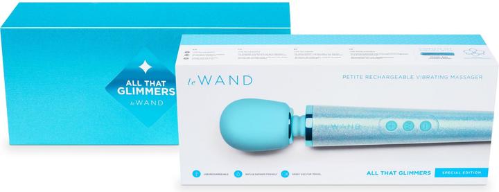Actual product image Le Wand Petite All That Glimmers Rechargeable Vibrating Massager Blue