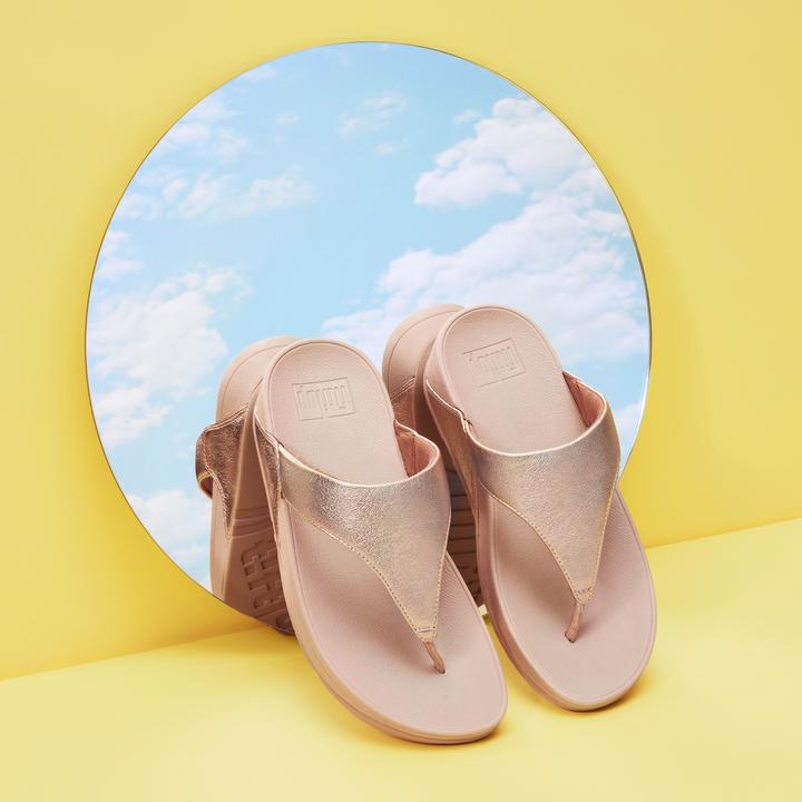 Actual product image Fitflop Vrouwen Leren Slippers / Damesschoenen Lulu toe leather - Rose Goud - Maat 41 (41)