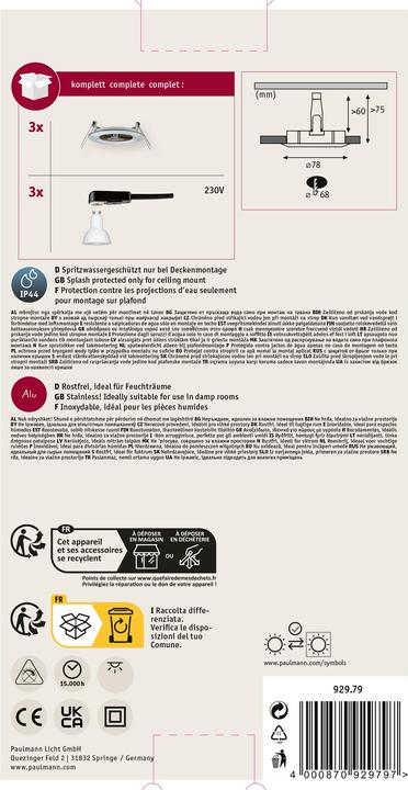 Produktbild Paulmann Einbauleuchte Nova Set (470 lm, GU10)