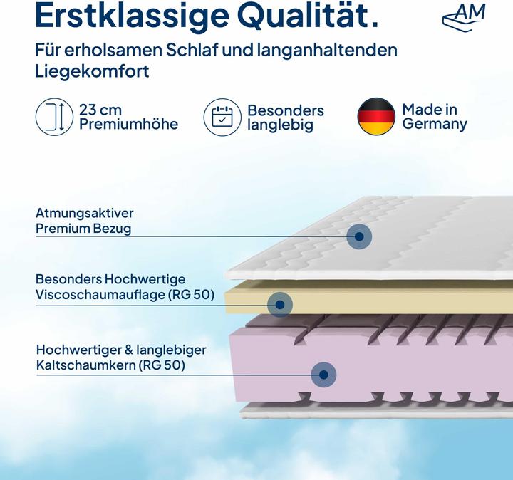 Image du produit AM Qualitätsmatratzen Premium 7-Zonen Visco Matratze (160 x 200 cm, Noyau de mousse)